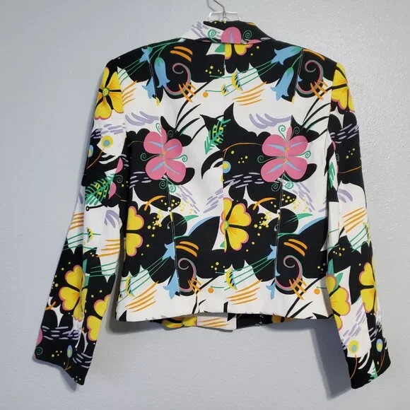 Vintage Alberto Makali Floral Print Suit Set Sz 8/10 Jacket and Skirt Colorful